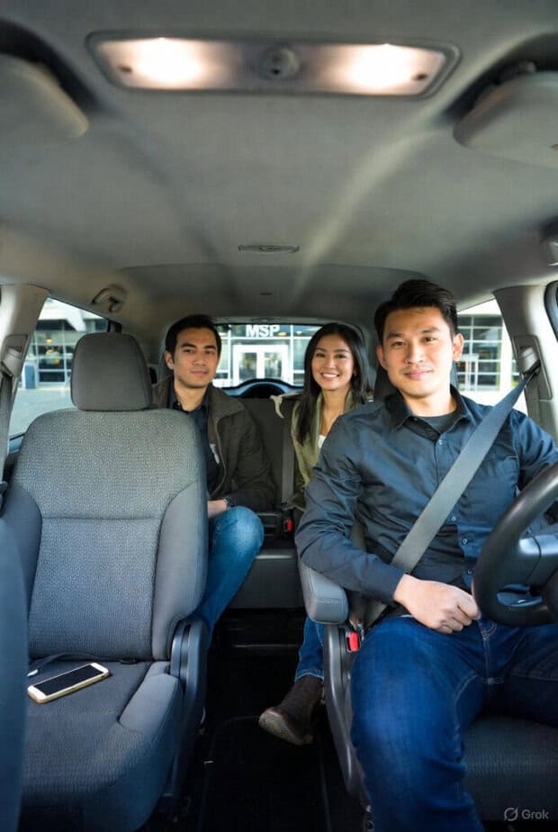 Driver with passengers going from MSP to Mankato