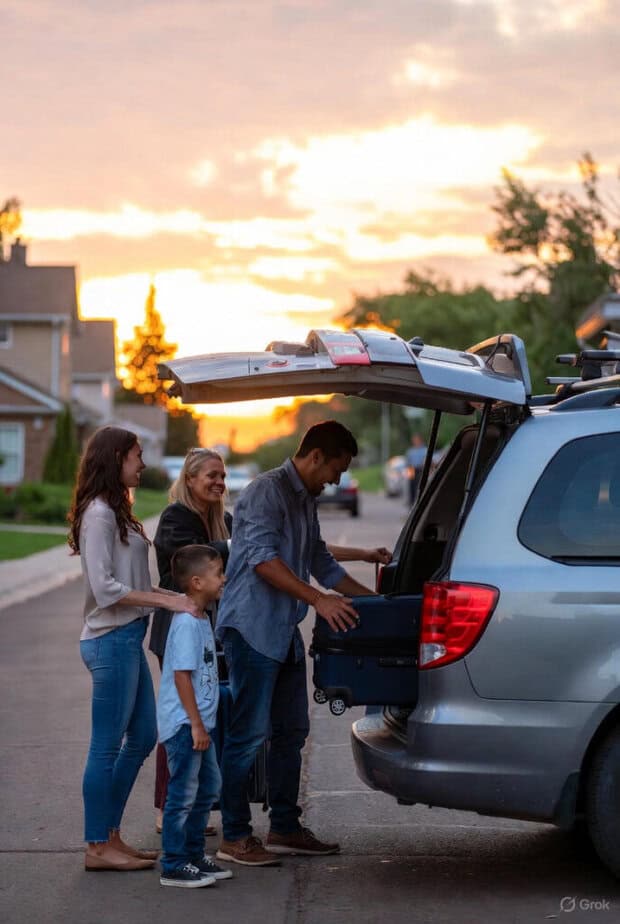 Driver picking up family in Mankato Minnesota early in the morning