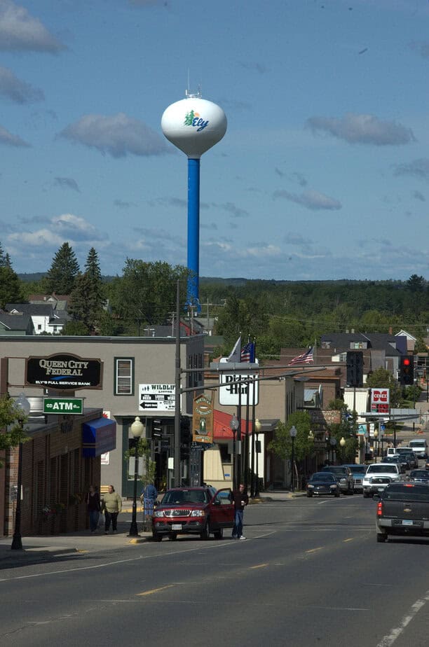 Ely MN with the water tower in the background