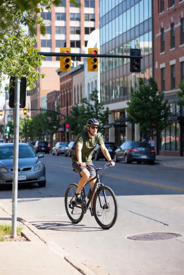 A picture of a person riding a bicycle in Mankato Minnesota