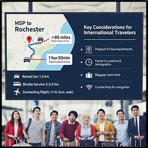 Travel Time from MSP to Rochester for International Visitors