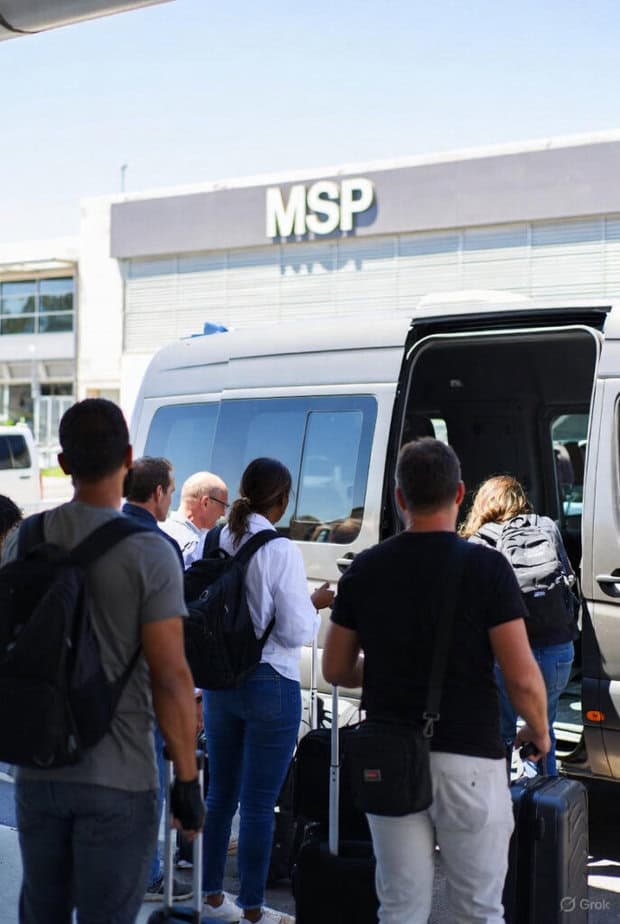 Mankato to MSP family loading into large van