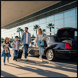 A Cheerful family on vacation walking 