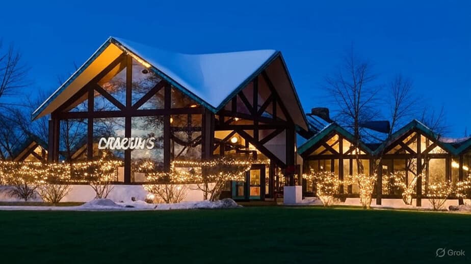 Cragun's resort winters shot with snow on the roof