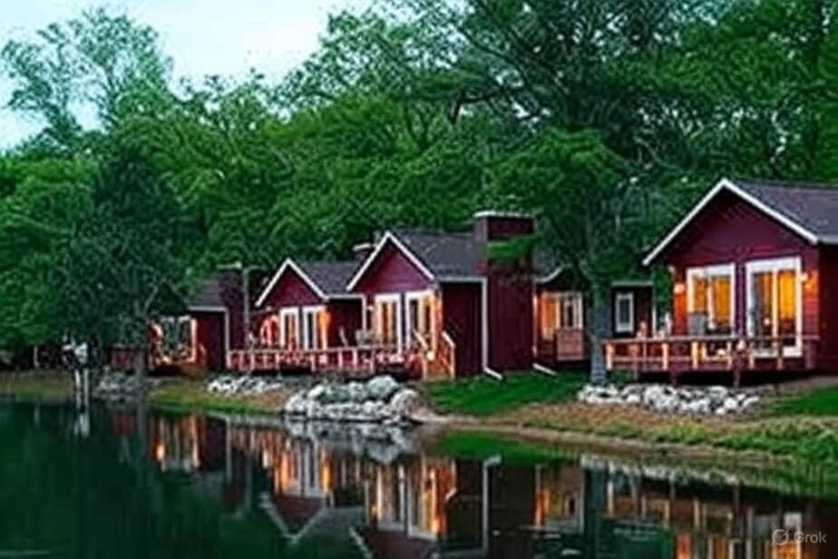Grandview Lodge cabins on a lake