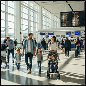 Family at an airport