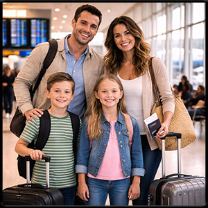 Family at the airport pickup