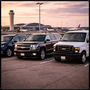 basic car black car and large van