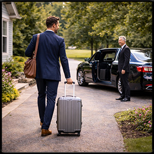 leaving to the airport with a private ride