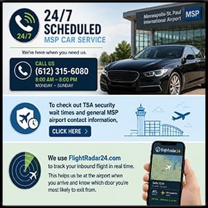 Citywide private transportation traveling to MSP Airport